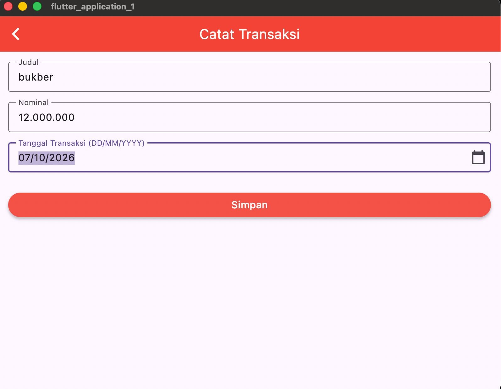 Form Catat Transaksi Terisi